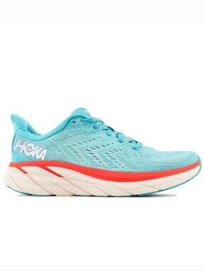 Hoka Women's Clifton Size 7.5 / Euro 39 1/3 Aqua Red Sneakers